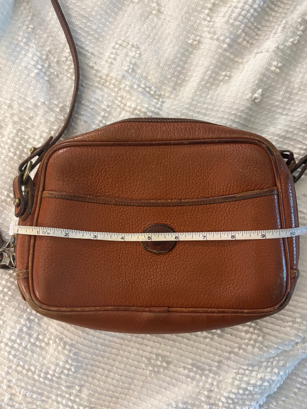 Vintage ‘90s Dooney & Bourke Crossbody Cognac Orange Brown Leather Purse - Picture 11 of 13